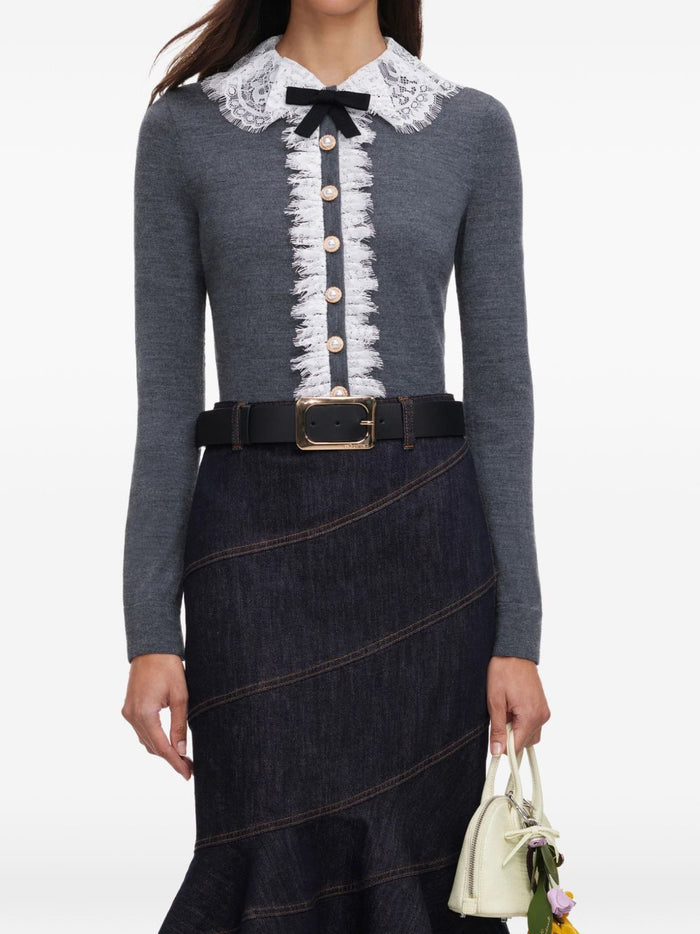 Self-Portrait Lace Collar Cardigan