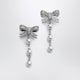 Self-Portrait Crystal Bow And Pearl Drop Earrings In Silver