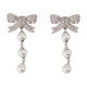 Self-Portrait Bow Droplet Earrings -  - Pearls - Silver
