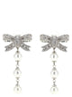 Self Portrait 'Crystal Bow Pearl Droplet' Earrings