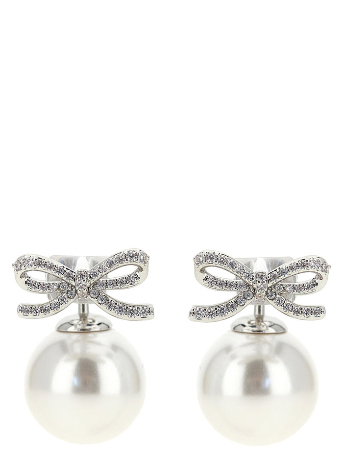 Self Portrait 'Crystal Bow Pearl Back' Earrings