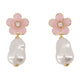 Self-Portrait Flower Pearl Drop Earrings -  - Synthetic - Pink