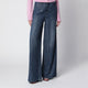 Self-Portrait Wideleg Denim Jeans With Rhinestone Stripes In Blue