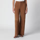 Nour Hammour Coda Wide-Leg Trousers In Tobacco Suede Leather