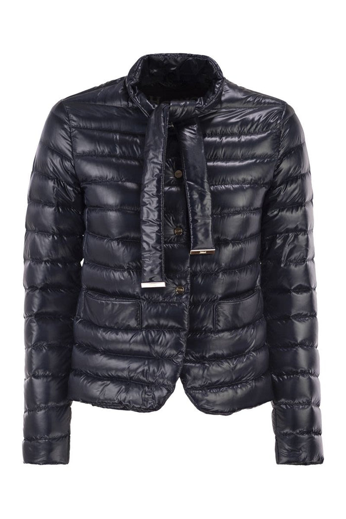 Herno Ultra-Light Down Jacket With Bow Neckline