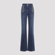Elisabetta Franchi Blue Denim Button Embellished Trousers