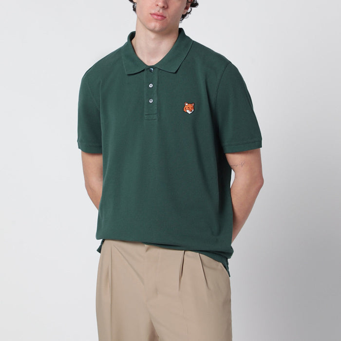 Maison Kitsuné Bottle Green Fox Head Regular-Fit Polo Shirt
