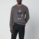Maison Kitsuné Grey Mélange Sweater With Dressed Fox Intarsia