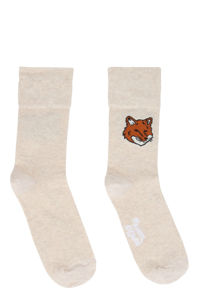 Maison Kitsuné Cotton Blend Socks With Embroidery