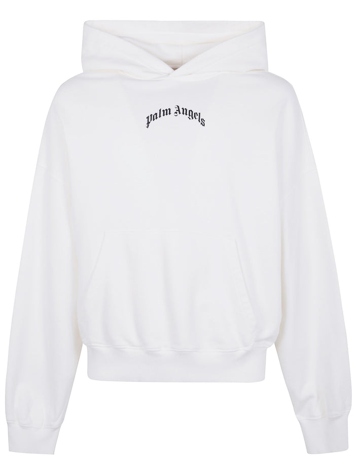 Palm Angels White Cotton Hooded Sweatshirt