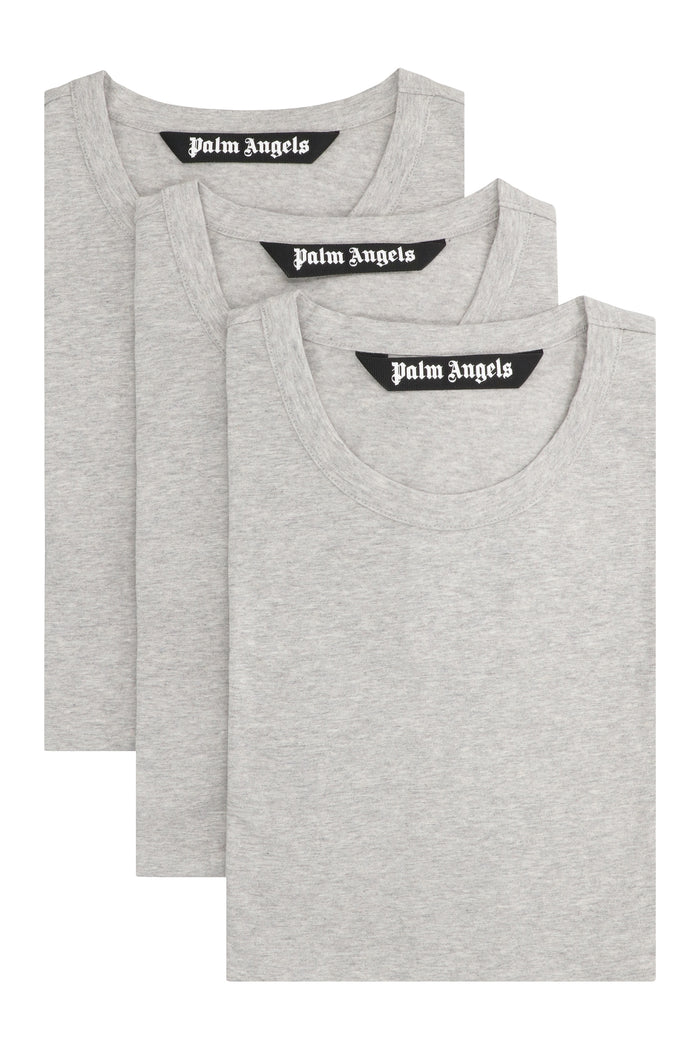 Palm Angels Set Of Three Crew Neck T-Shirts In Cotton
