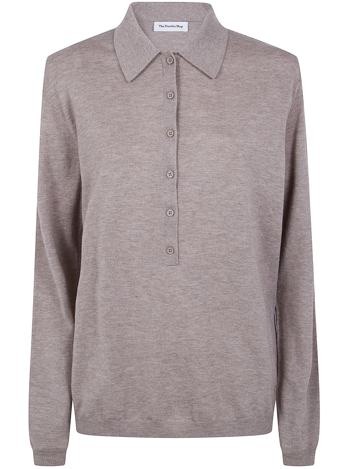 The Frankie Shop "Tala" Knit V Neck Polo