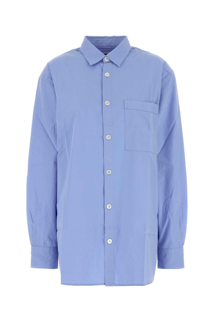 Tekla Cerulean Blue Poplin Oversize Pyjama Shirt