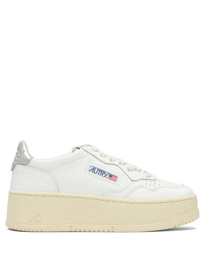 Autry Platform Low Wom Leat/Leat Wht/Silver