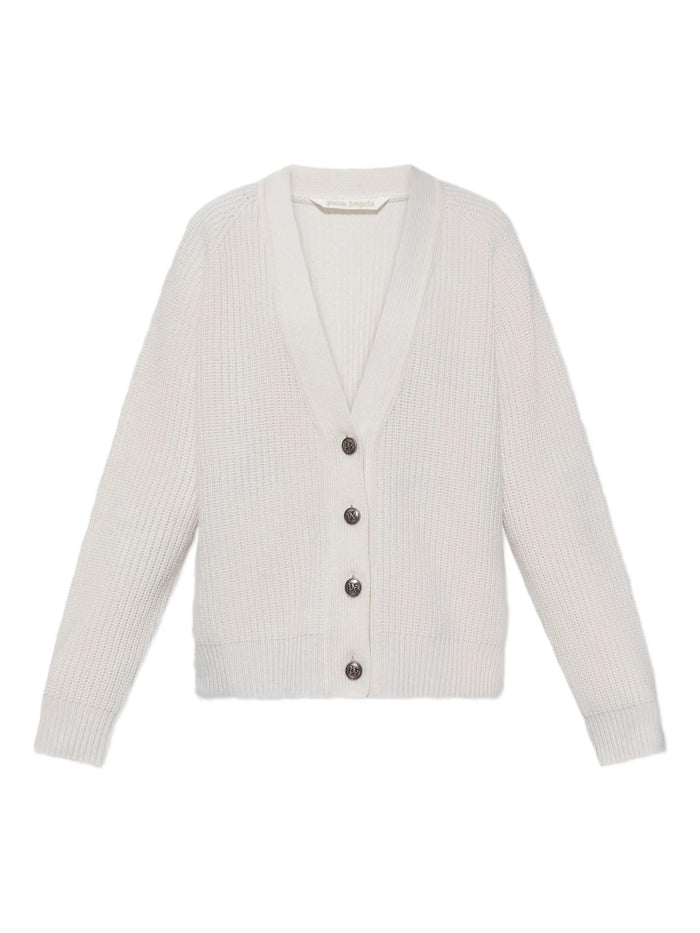 Palm Angels White Viscose Blend Cardigan