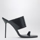 Paris Texas Lidia Python-Effect Black Leather Thong Mule