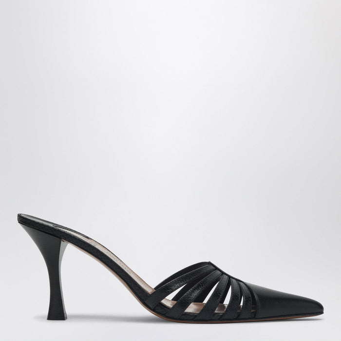 Paris Texas Black Leather Mule Nadia