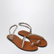 Manebi  Platinum Leather Thong Sandals With Ring