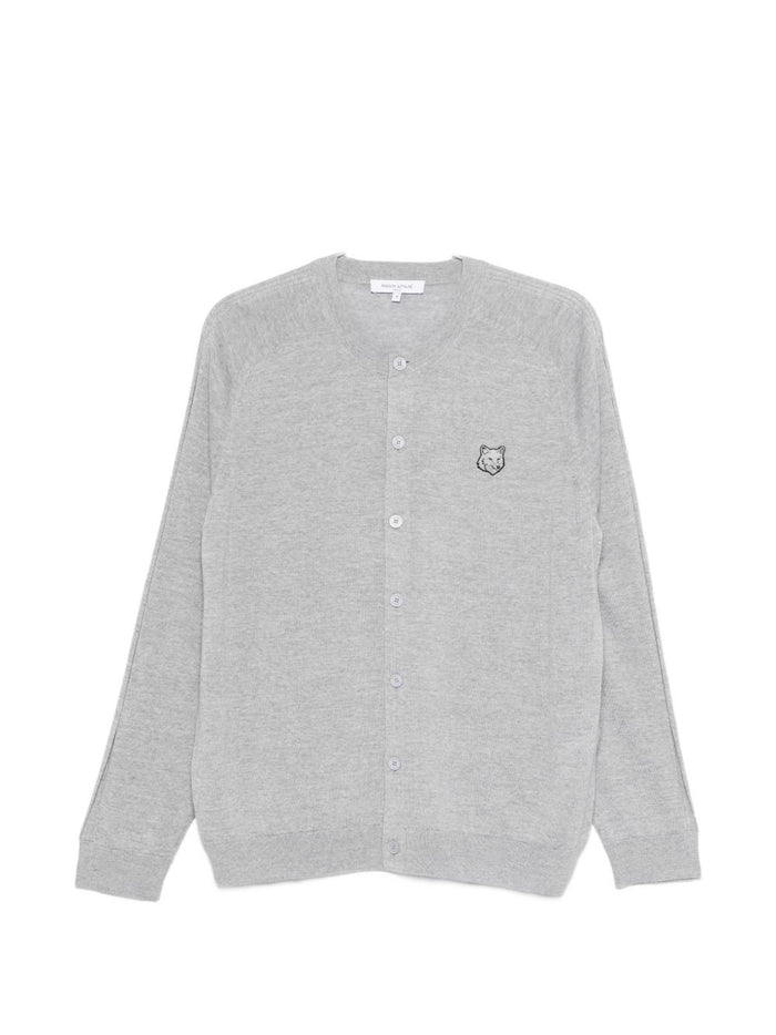 Maison Kitsuné Grey Mélange Fox Head Wool Cardigan