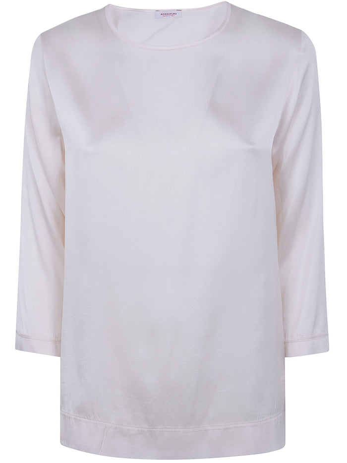 Rosso Puro 3/4 Sleeve Silk Blouse