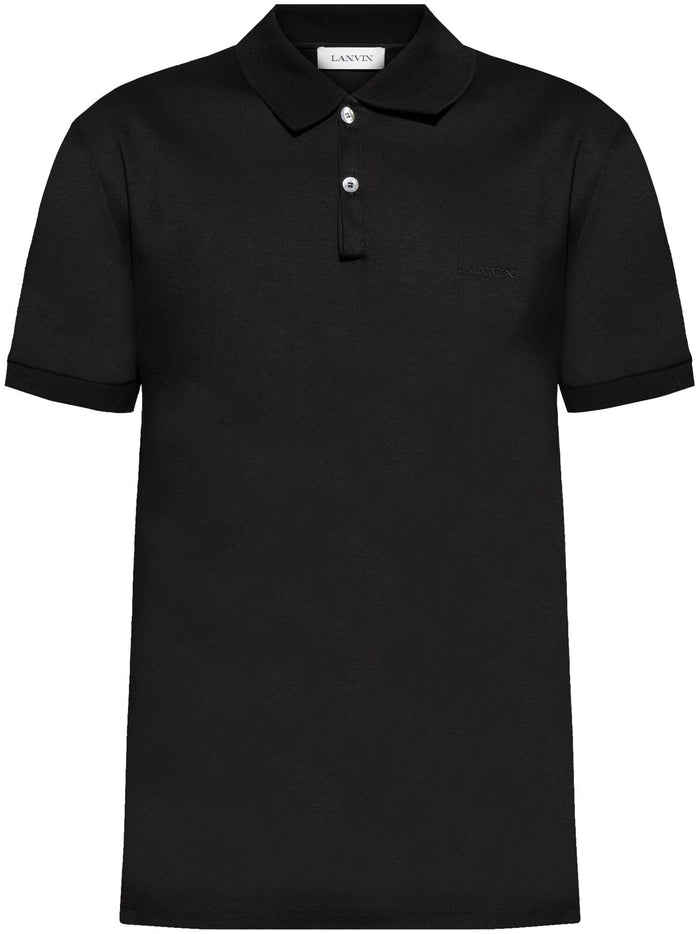 Lanvin Men Black Cotton Polo