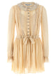 Self Portrait 'Tan Pleated Georgette Mini' Dress