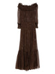 Self-Portrait Brown Dress Gold Line Details