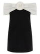 Self Portrait 'Black Crêpe Flower Mini' Dress