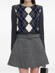 Self-Portrait Anthracite Sweater White Navy Diamonds