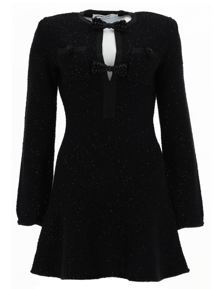 Self-Portrait Black Cotton Wool Dress