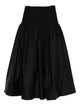 Self-Portrait Black Pleated Midi Skirt Elastic Waist