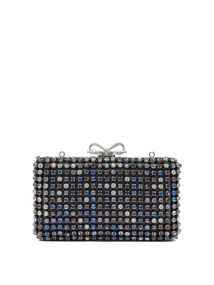 Self-Portrait Multi-Crystal Knit Clutch Bag