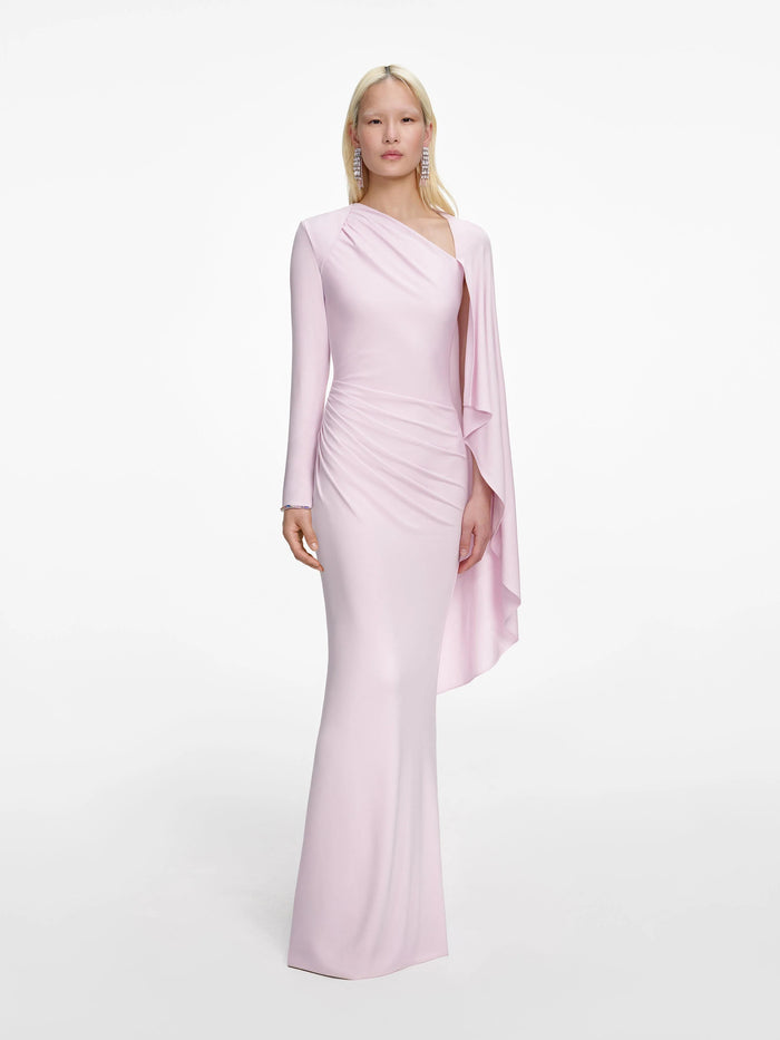 Self-Portrait Long Draped Jersey Dress