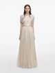 Self-Portrait Long Metallic Chiffon Dress