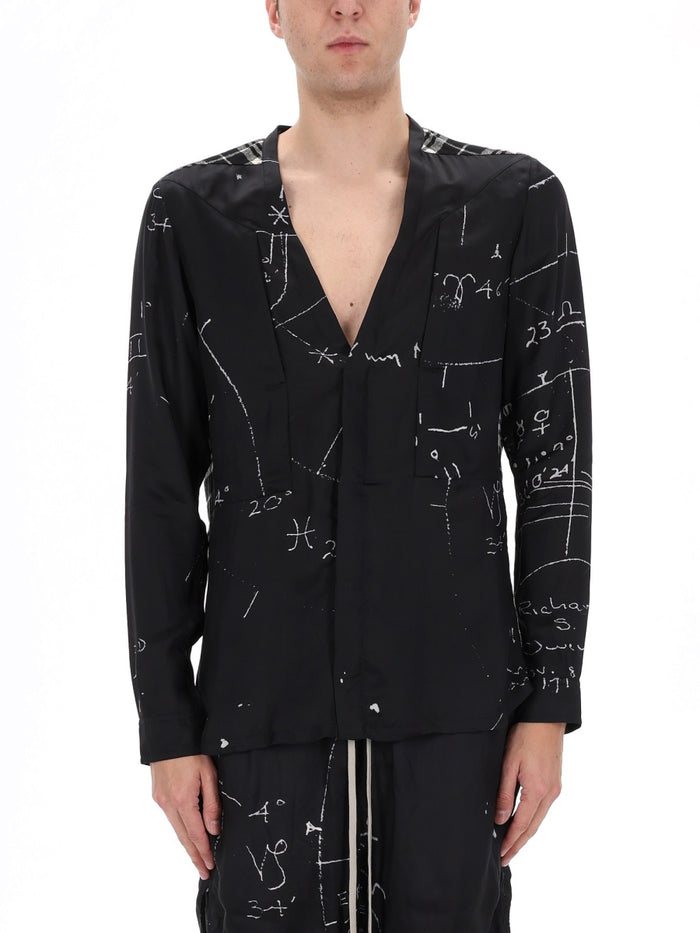 Rick Owens Black Viscose-Cupro Shirt
