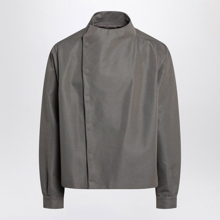 Rick Owens Dustcolored Asymmetrical Cottonblend Shirt