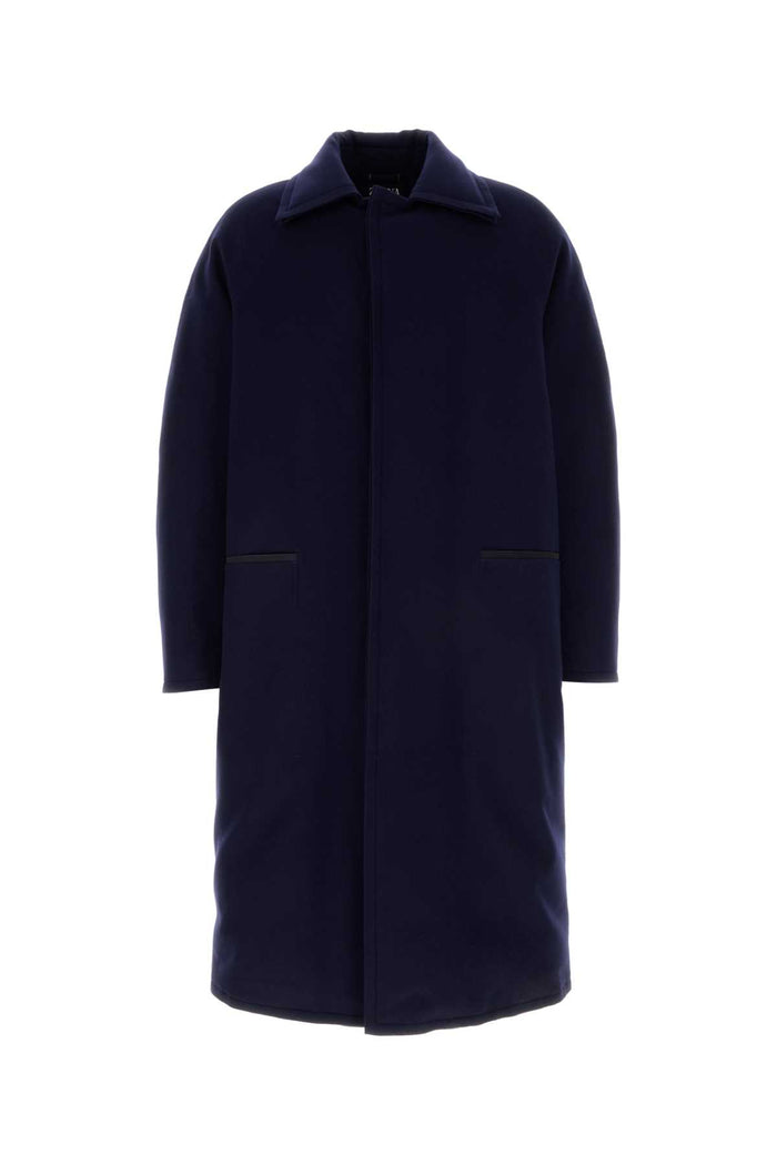 Zegna Navy Blue Wool Coat