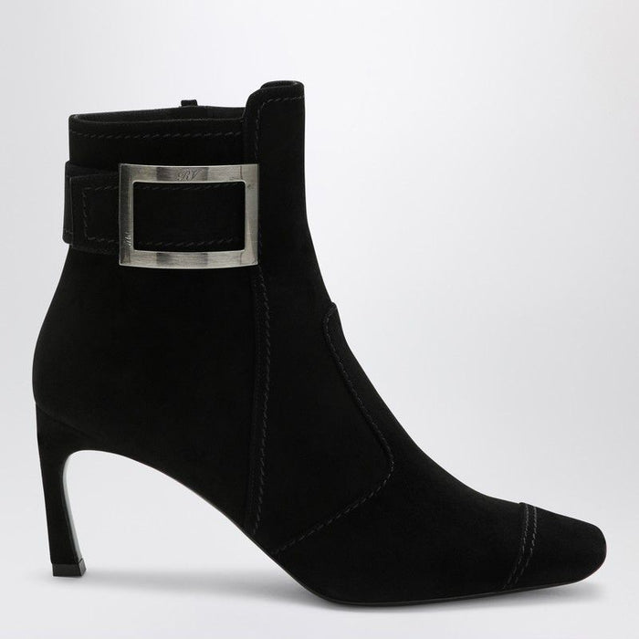 Roger Vivier Black Trompette Suede Ankle Boot
