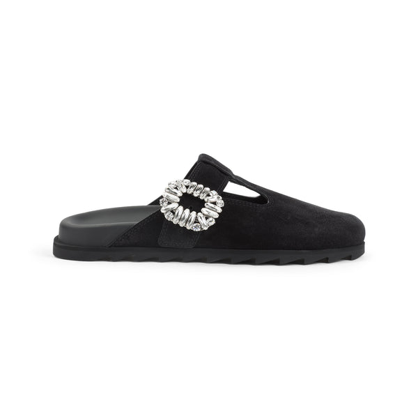Roger Vivier  Black Suede Mule Slidy Viv