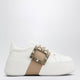 Roger Vivier Viv' Skate Sneakers In White And Beige Leather