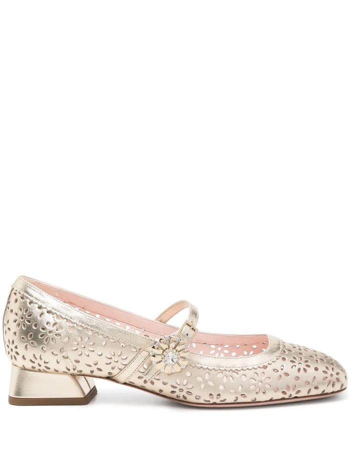 Roger Vivier Golden Perforated Ballerina