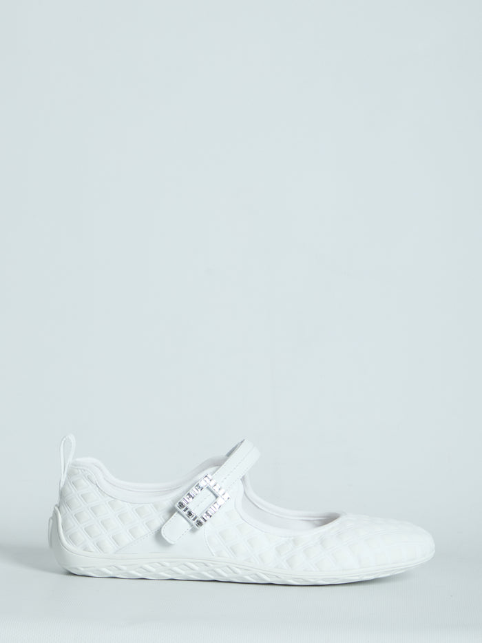 Roger Vivier Viv Low Ballerina Flats With Fabric Strap In White