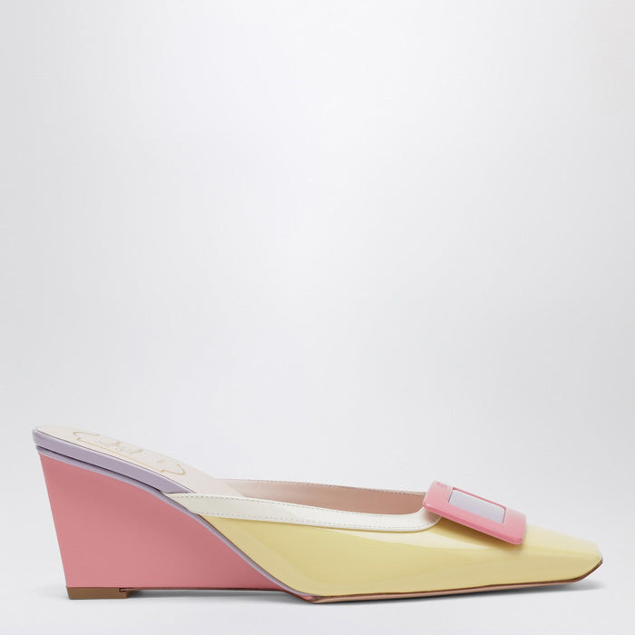 Roger Vivier Belle Vivier Wedge Mules In Patent Leather