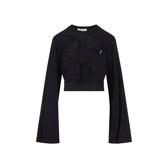 Lanvin Black Grosgrain Cotton Top
