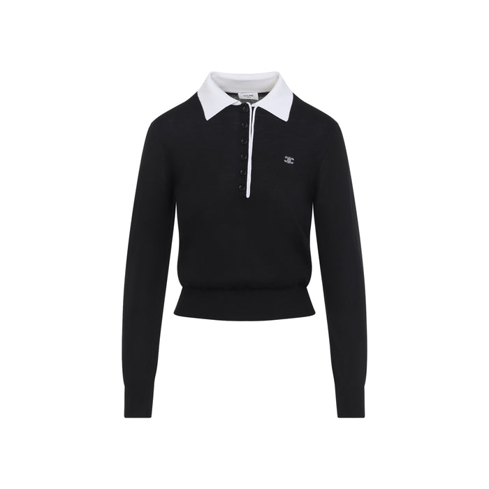 Celine Black Cashmere And Silk Polo