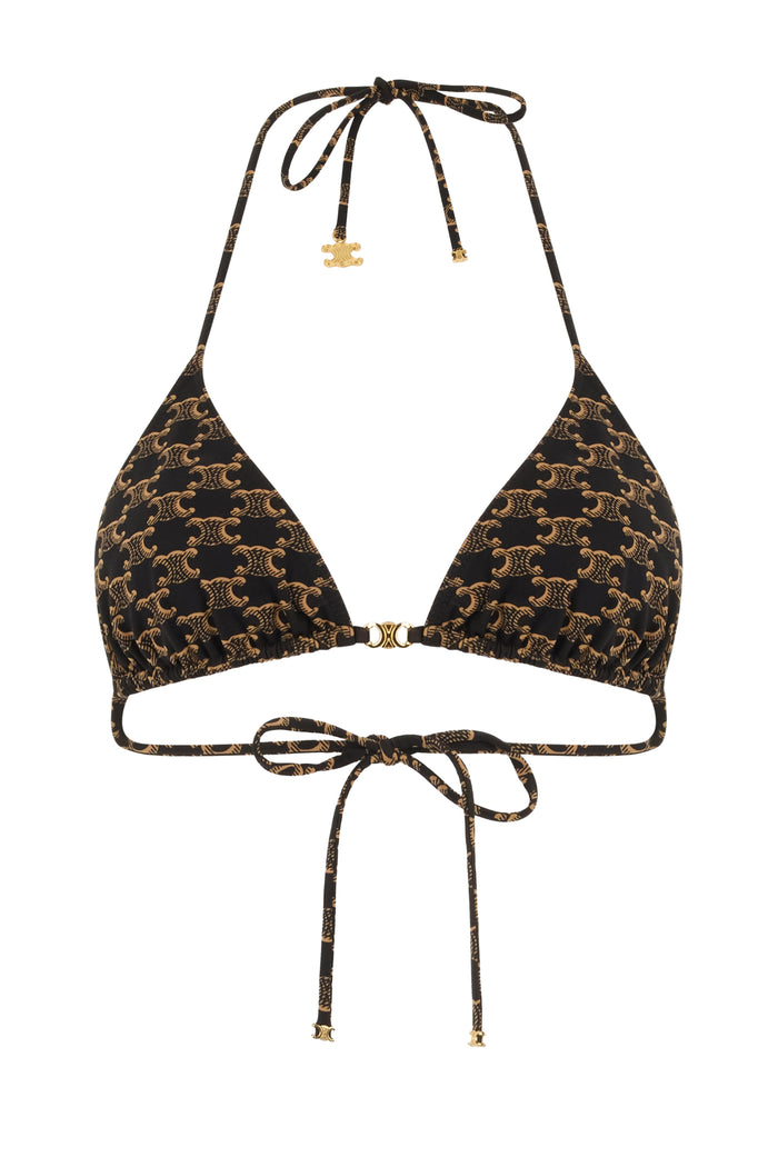 Celine Triangle Bikini Top In Jersey With Monogram