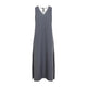 Peserico Blue V-Neckline Linen Long Dress