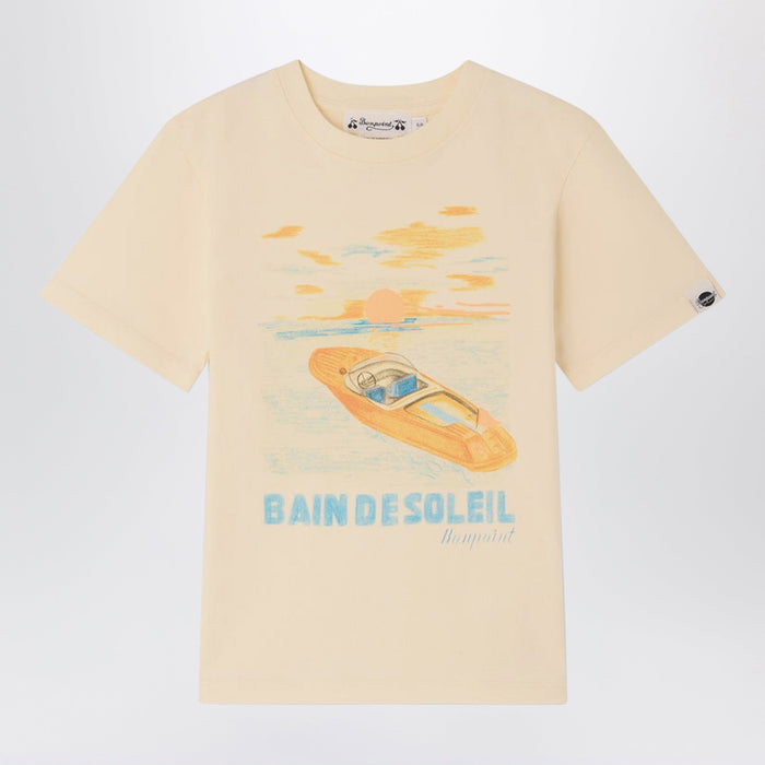 Bonpoint Thibald Écru T-Shirt With Bain De Soleil Print