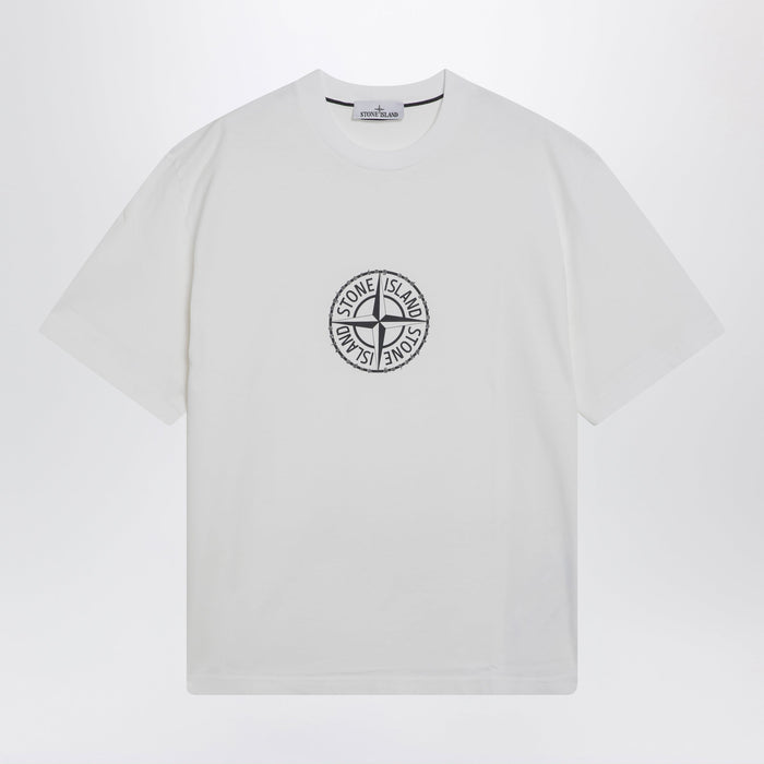 Stone Island All Around Compass Tshirt In White Jersey