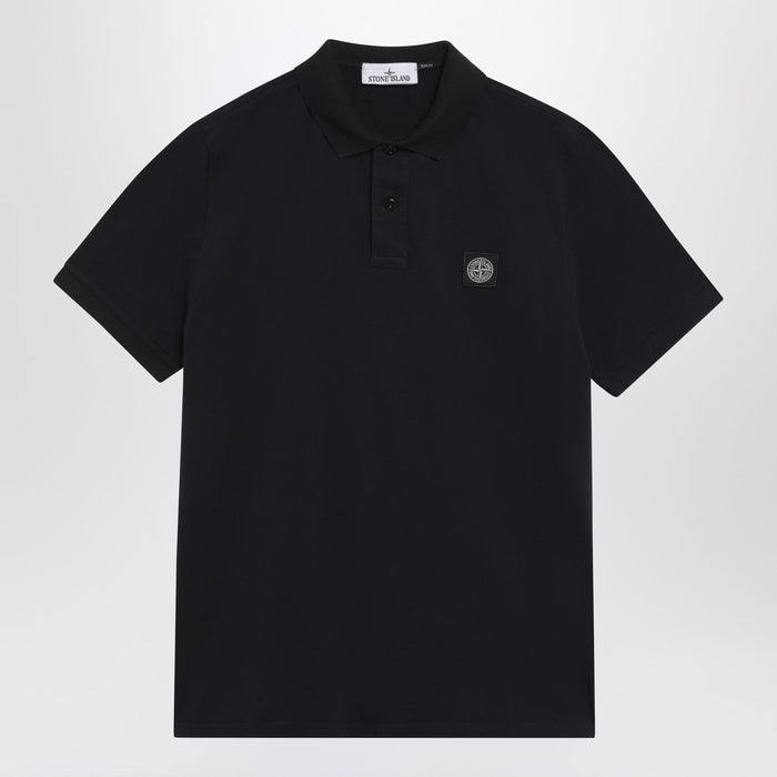 Stone Island Navy Blue Polo With Compass Logo Patch